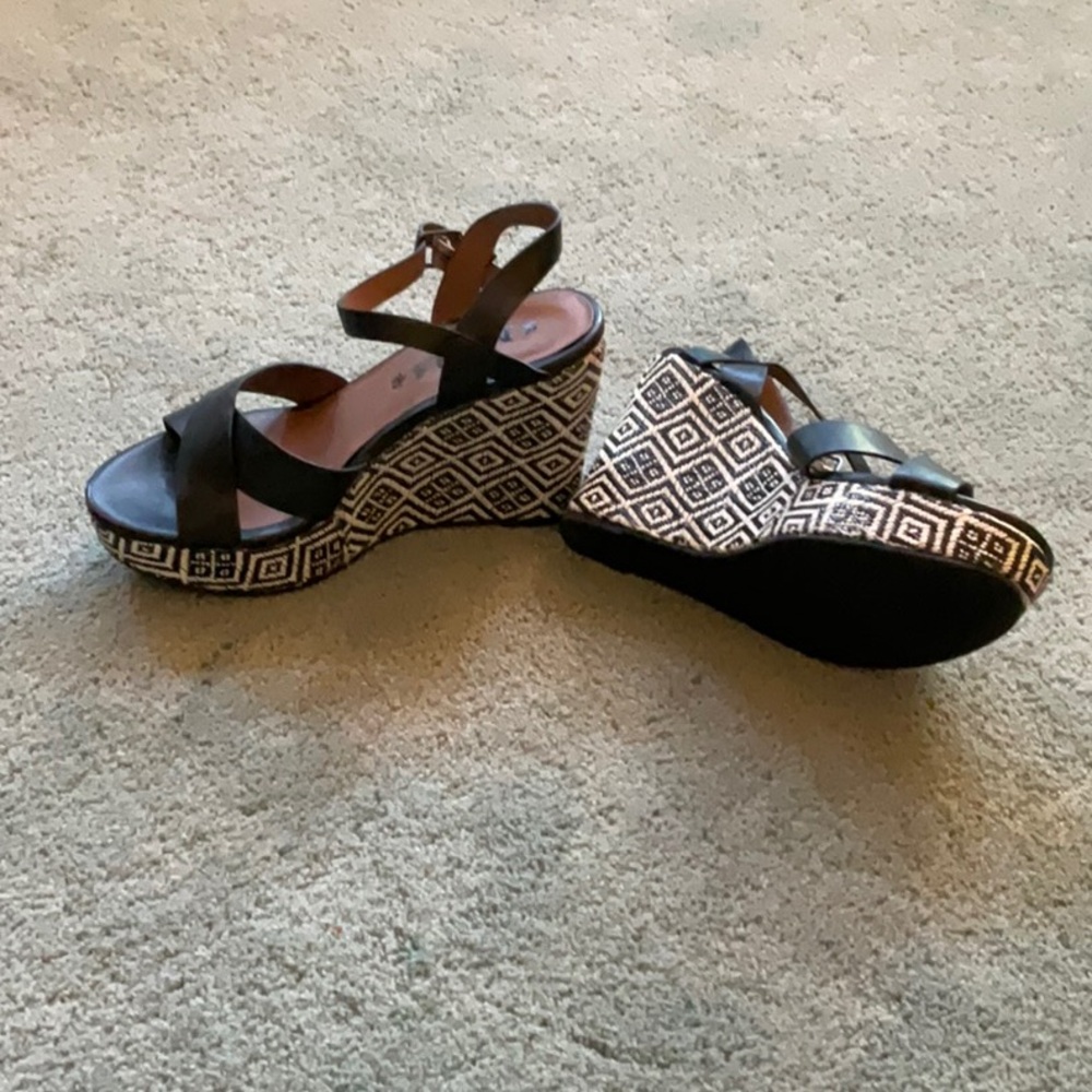 Black and White Wedge Sandals